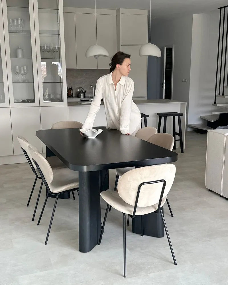 Set of 2 Dining Chairs LUANA Velvet Light Beige