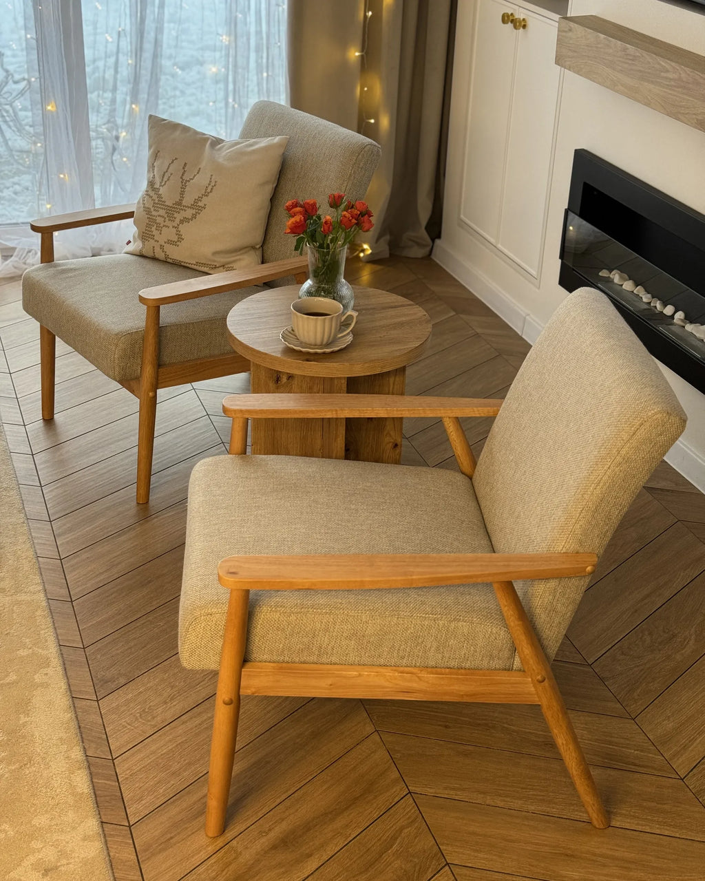 Armchair ESRUM Fabric Light Brown/ Grey