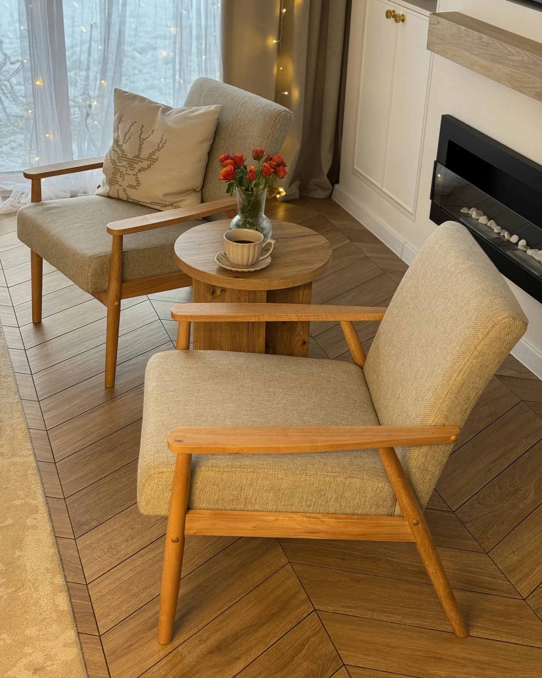 Armchair ESRUM Fabric Light Brown/ Grey