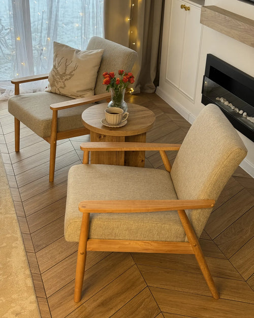 Armchair ESRUM Fabric Light Brown/ Grey