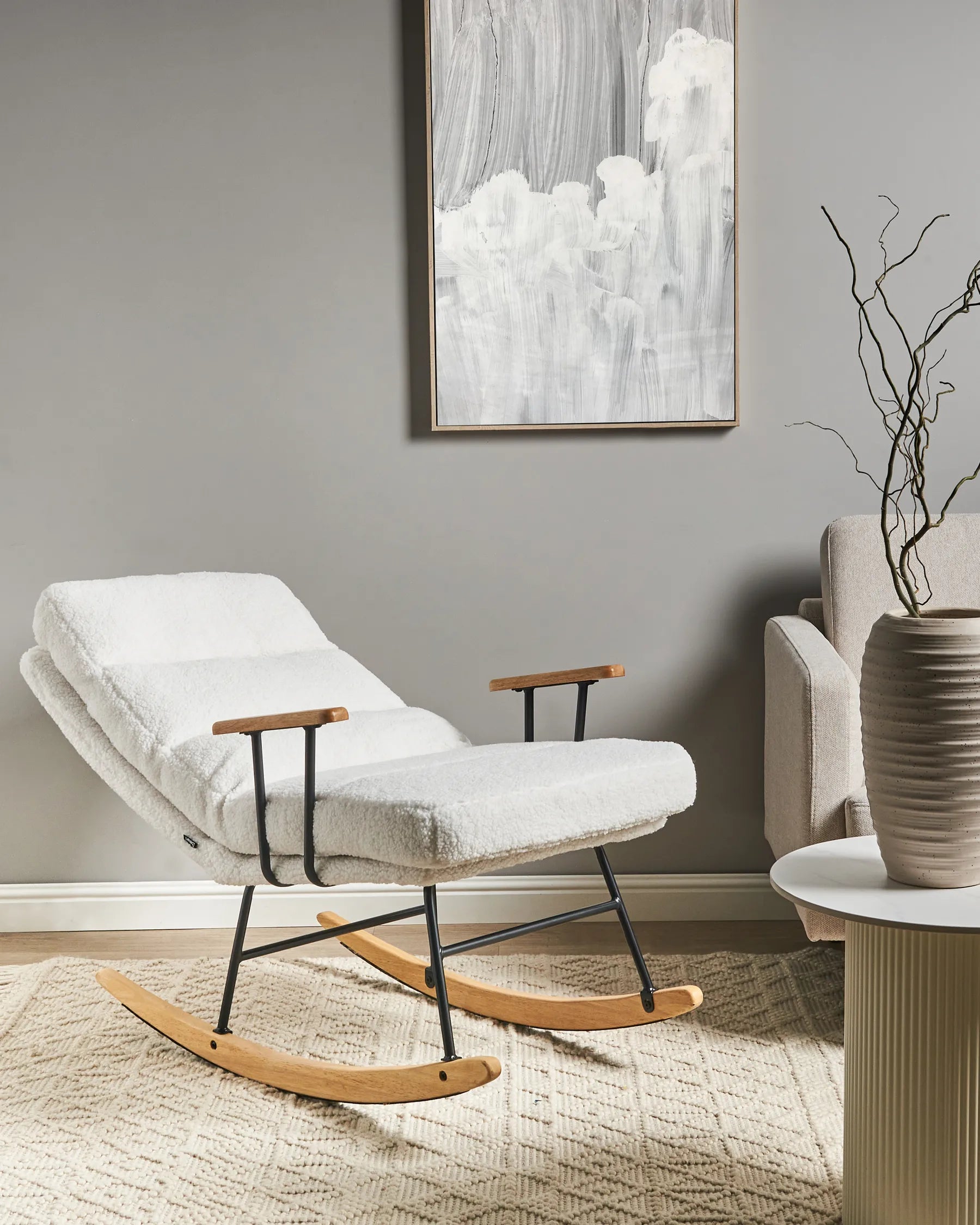 Rocking Chair ESKELIN Reclining Boucle Off-White