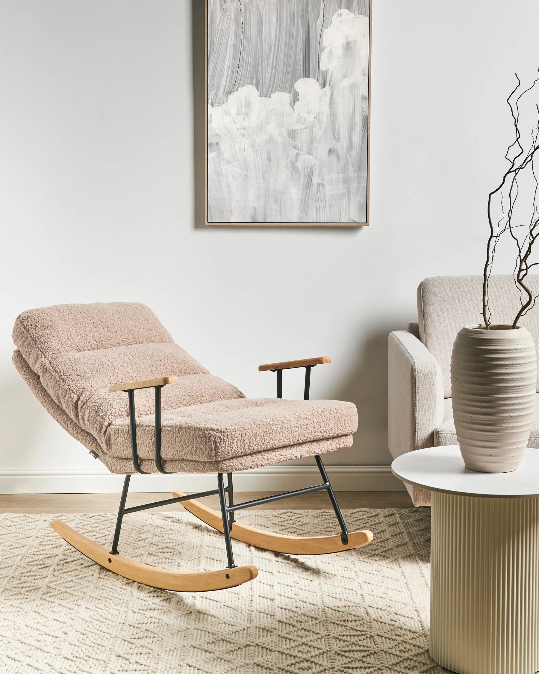 Rocking Chair ESKELIN Reclining Boucle Beige