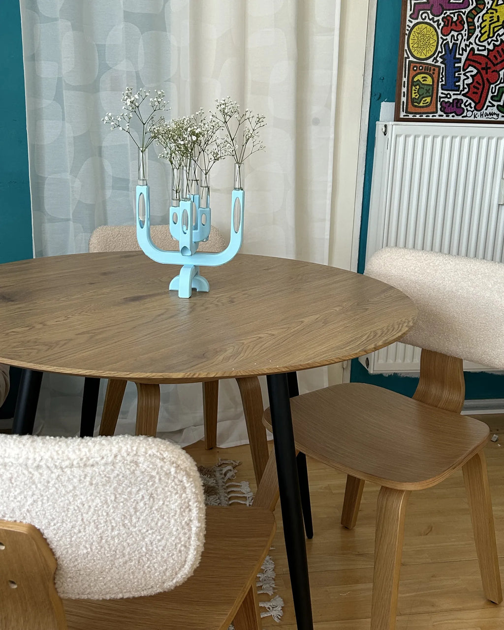 Dining Table SOMA Light Brown 100 cm 100 cm — angled product view