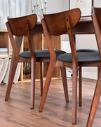 Set of 2 Dining Chairs ERIE Wood Dark Brown/ Grey