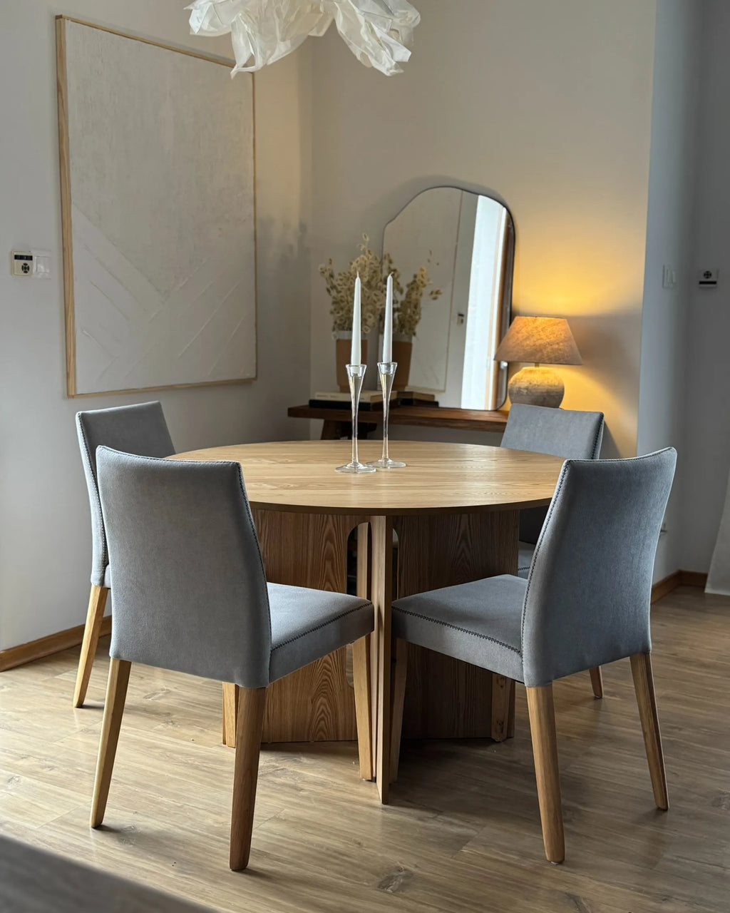 Set of 2 Dining Chairs PHOLA Fabric Grey