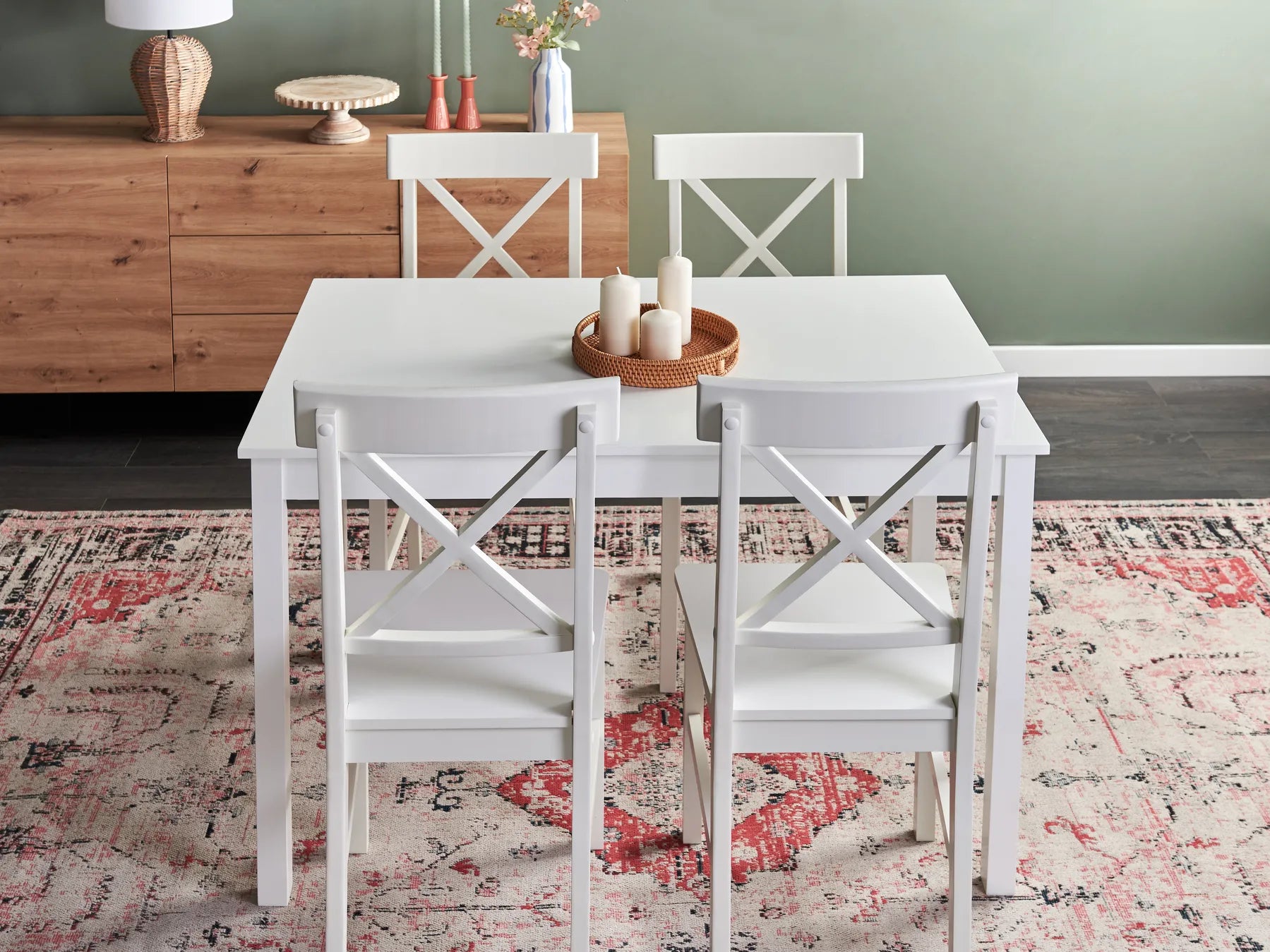 Dining Table BARLEE White 120 cm 75 cm Poplar Wood