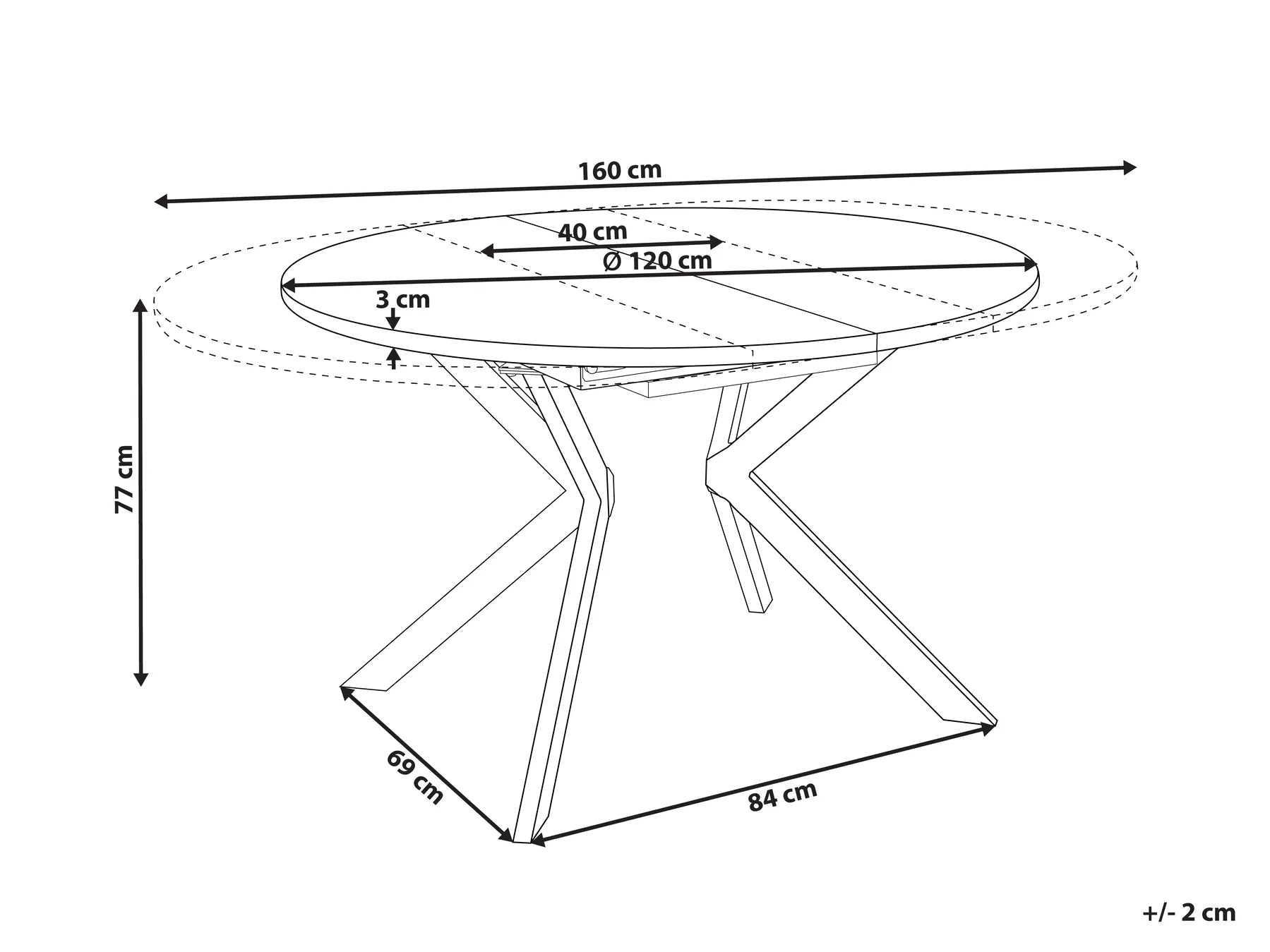 Extending Dining Table CARLEA Light Brown 120/160 cm 120 cm