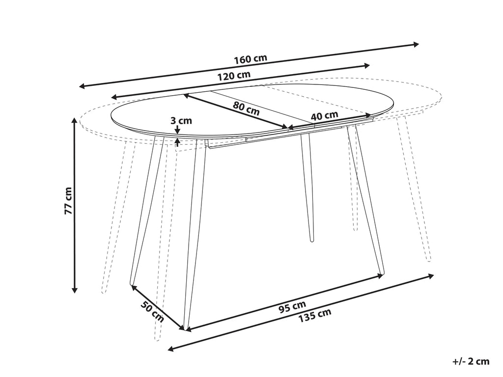 Extending Dining Table CLAVET Light Brown 120/160 cm 80 cm