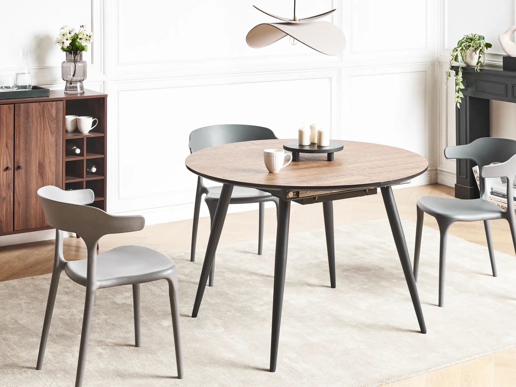 Extending Dining Table SENIAC Brown 110/150 cm 112 cm