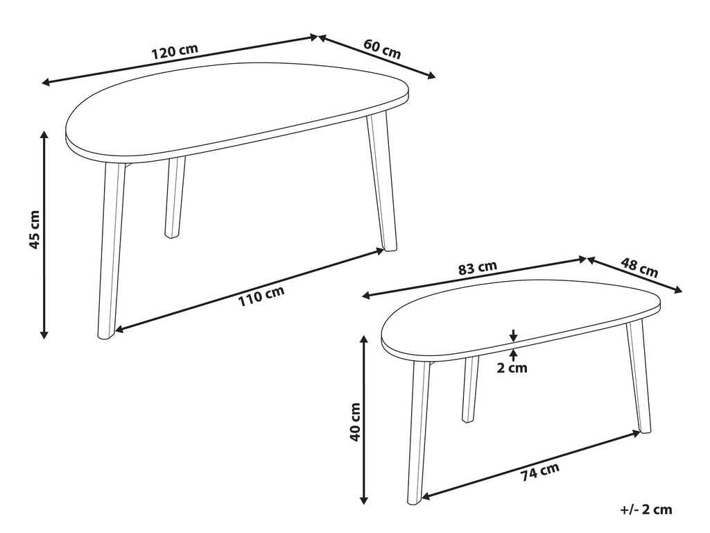 Set of 2 Coffee Tables NEVA White — design detail