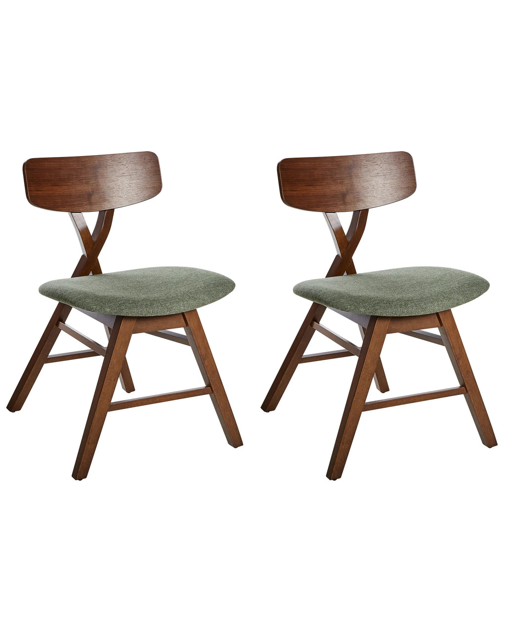 Set of 2 Dining Chairs LELAND Wood Dark Brown/ Green