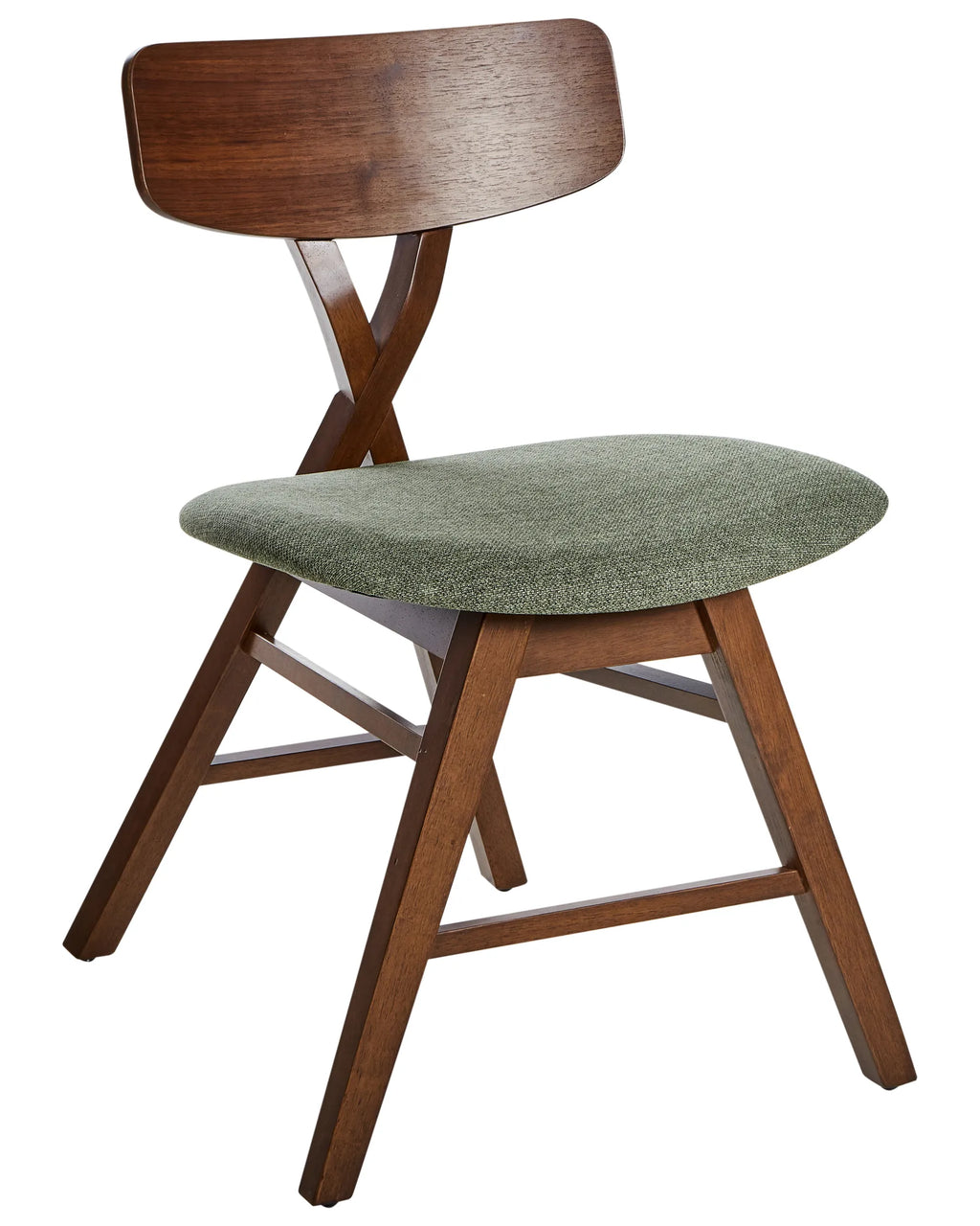 Set of 2 Dining Chairs LELAND Wood Dark Brown/ Green