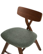 Set of 2 Dining Chairs LELAND Wood Dark Brown/ Green