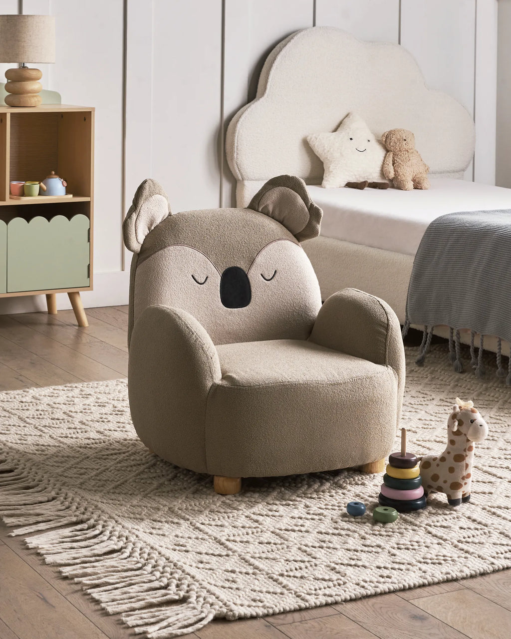Kids Armchair Koala HERVIK Fabric Taupe