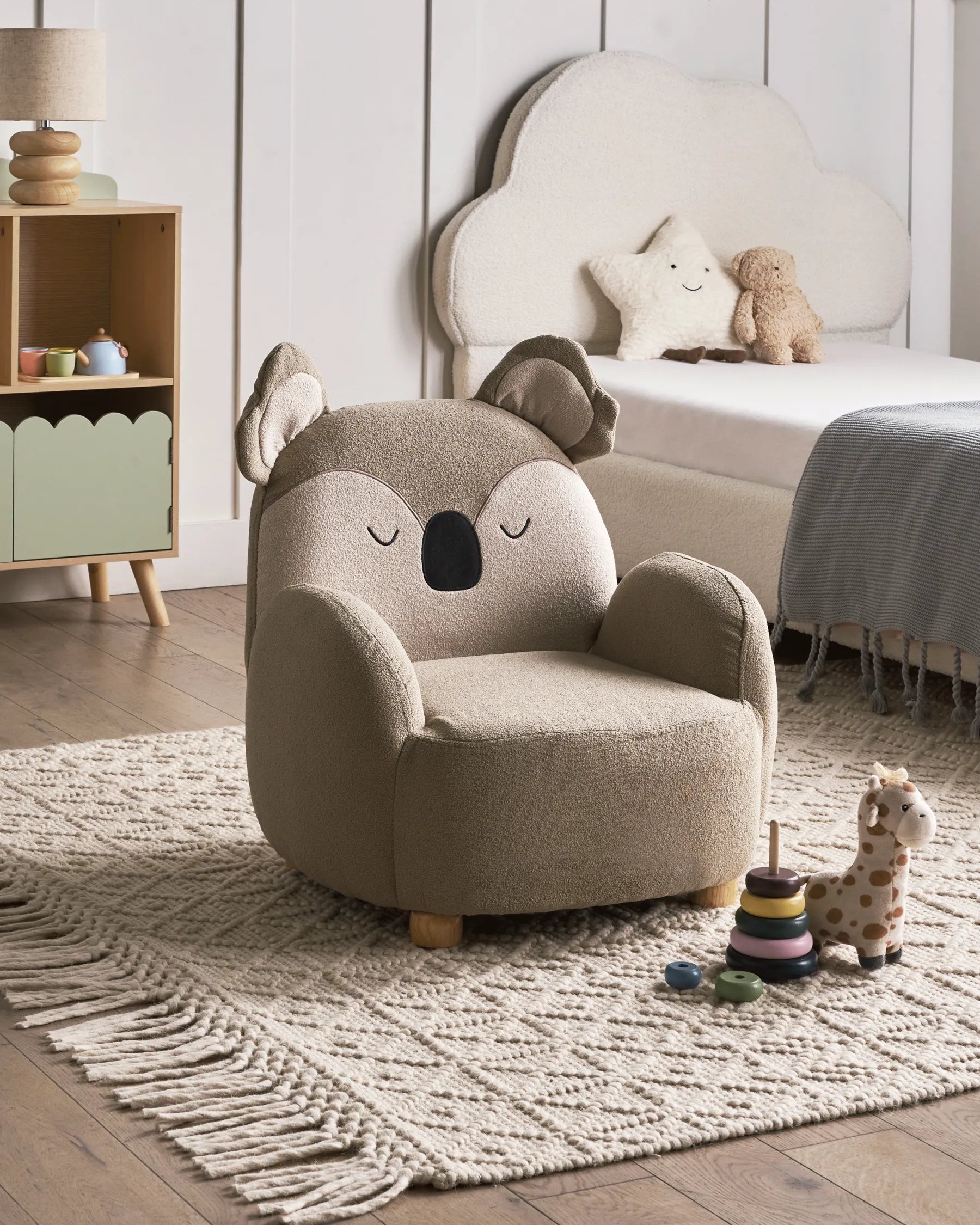 Kids Armchair Koala HERVIK Fabric Taupe