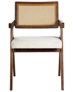 Set of 2 Dining Chairs AVA Wood Brown/ Light Beige