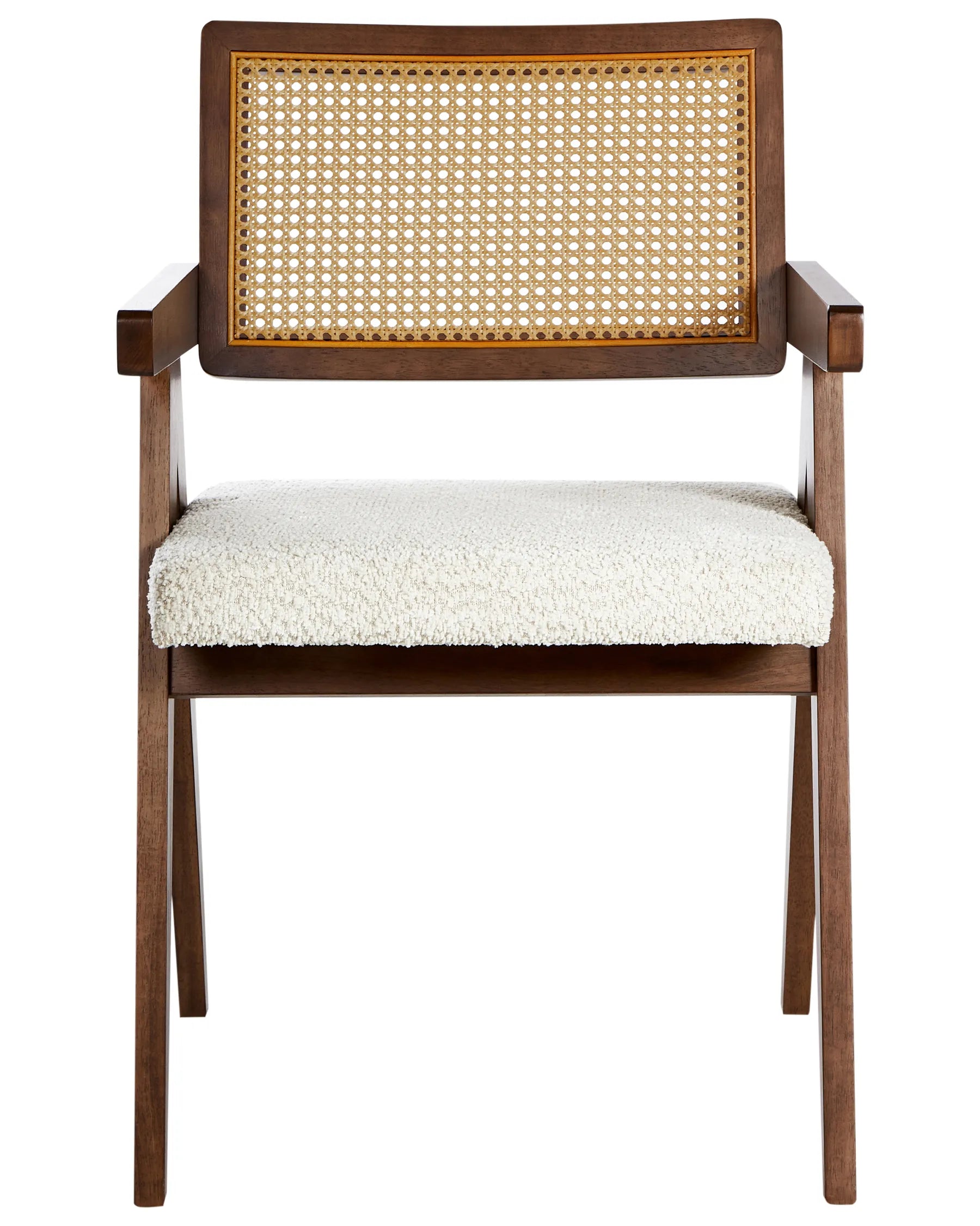 Set of 2 Dining Chairs AVA Wood Brown/ Light Beige