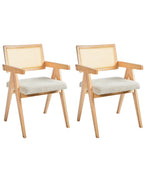 Set of 2 Dining Chairs AVA Wood Light Brown/ Beige