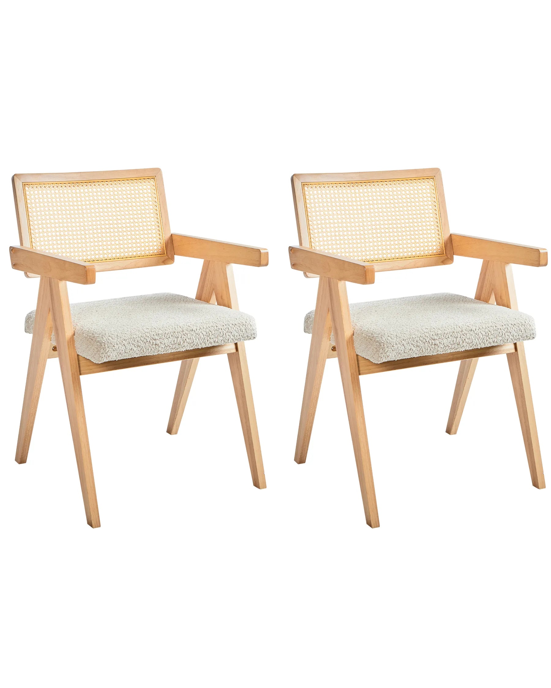 Set of 2 Dining Chairs AVA Wood Light Brown/ Beige
