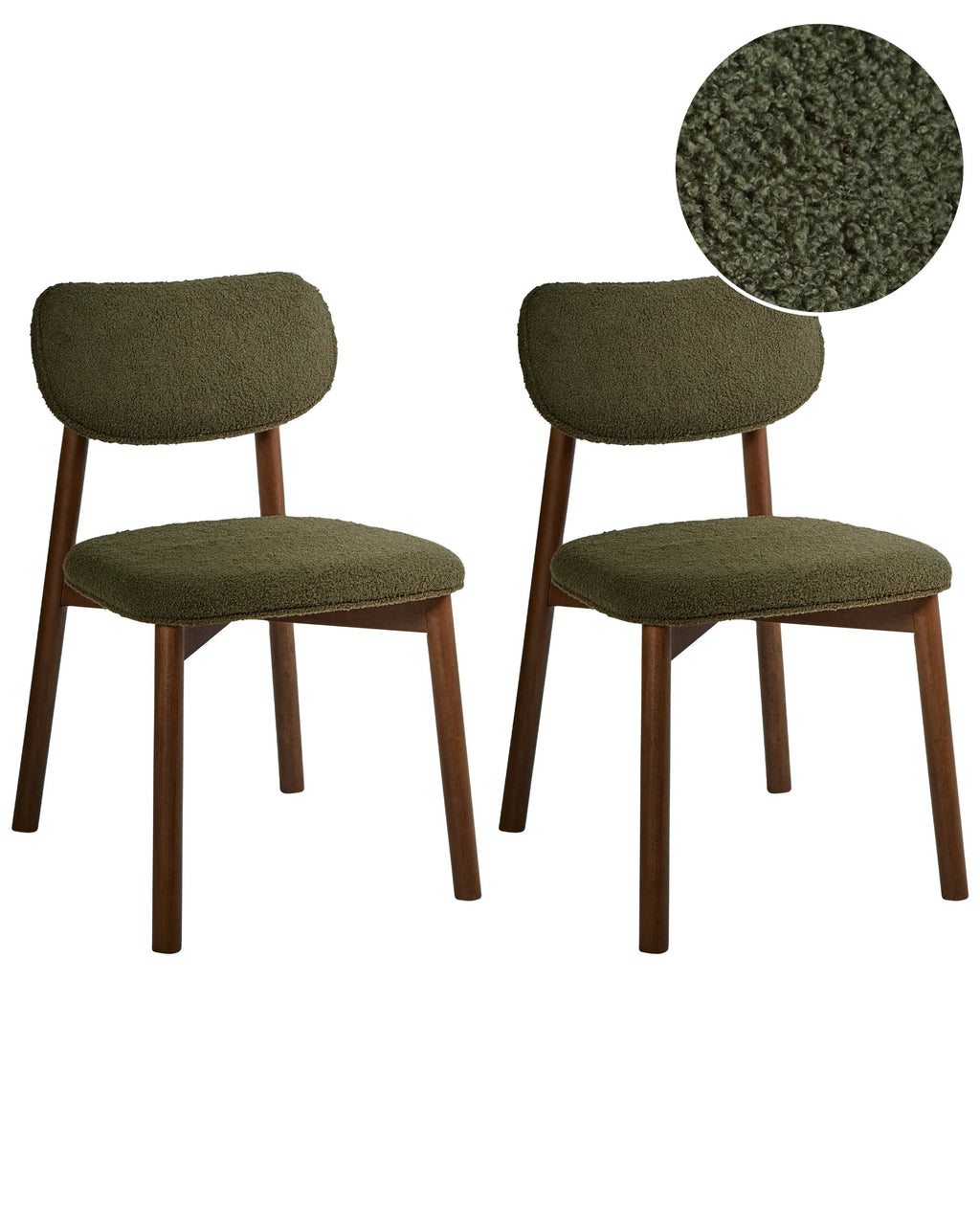 Set of 2 Dining Chairs MILLS Boucle Brown/ Green