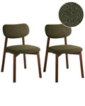 Set of 2 Dining Chairs MILLS Boucle Brown/ Green