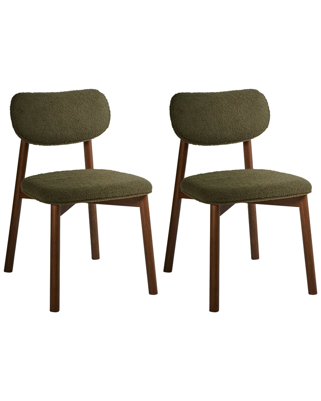 Set of 2 Dining Chairs MILLS Boucle Brown/ Green