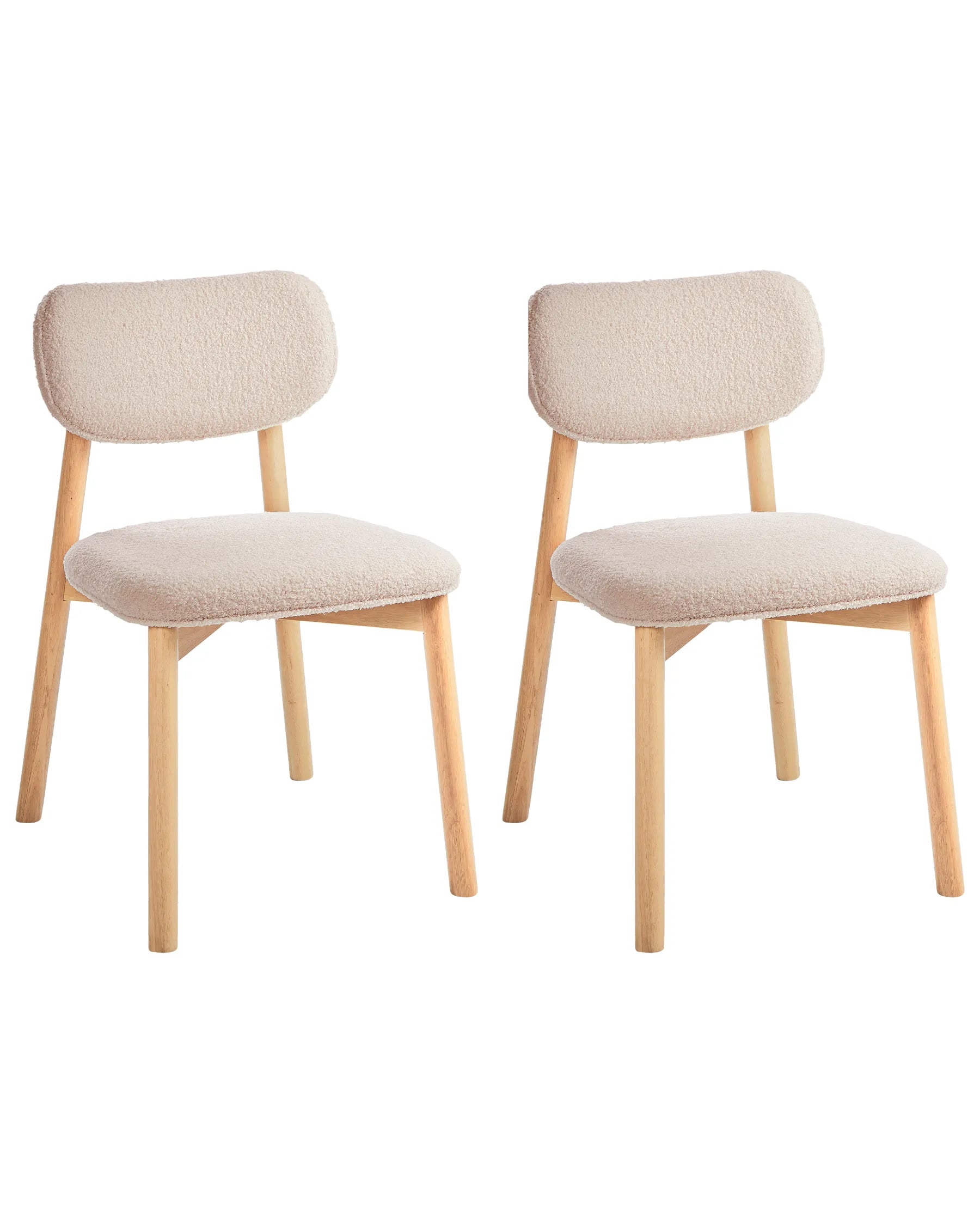 Set of 2 Dining Chairs MILLS Boucle Light Brown/ Light Beige