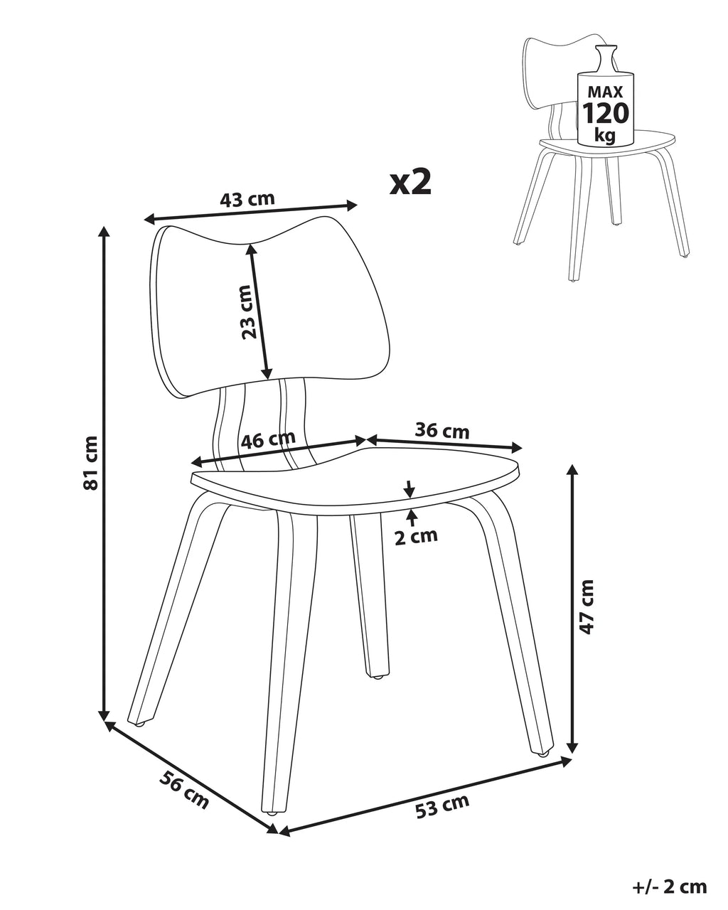 Set of 2 Dining Chairs DIANA Wood Light Brown