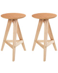 Set of 2 Bar Stools AROMA Wood Light Brown