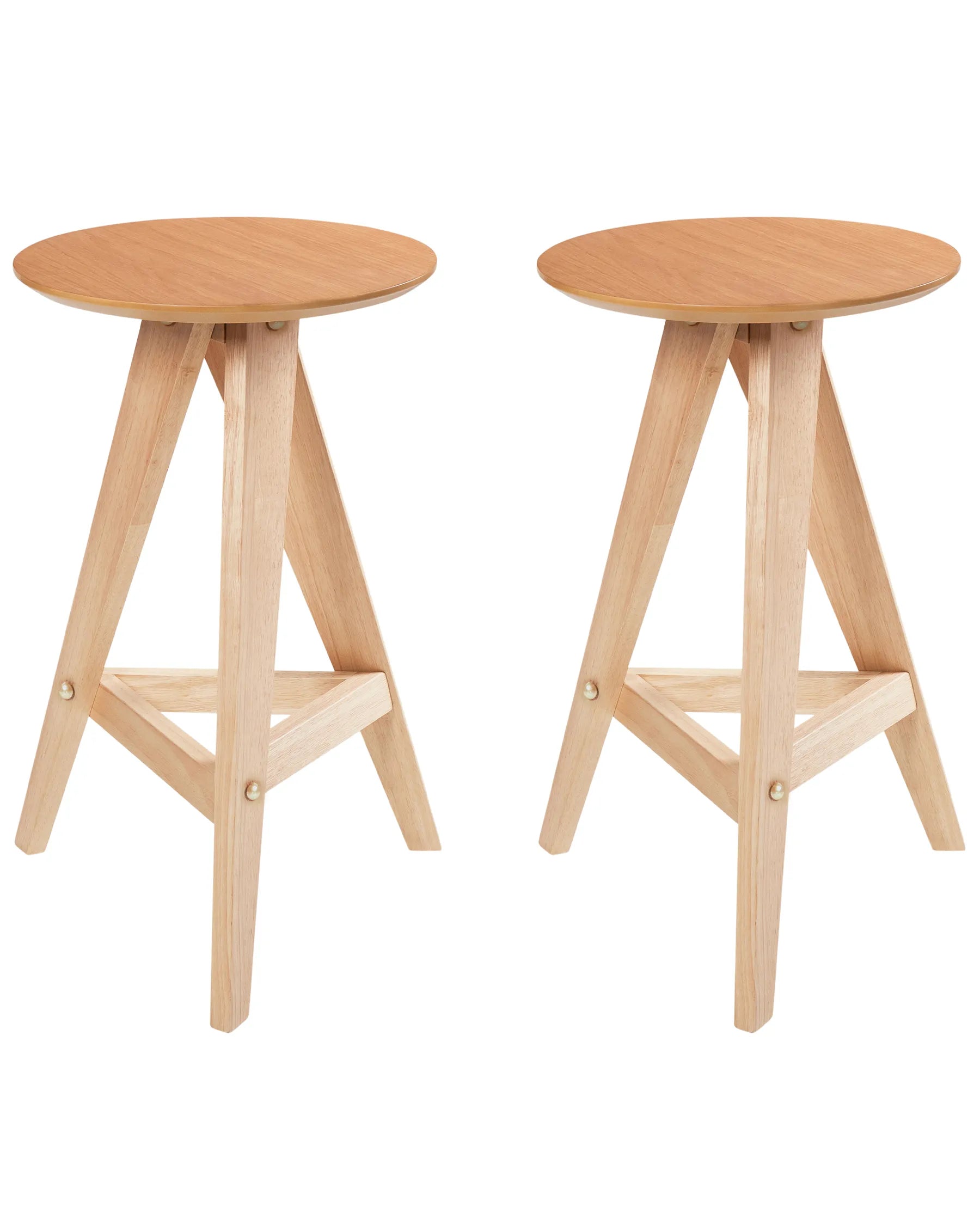 Set of 2 Bar Stools AROMA Wood Light Brown