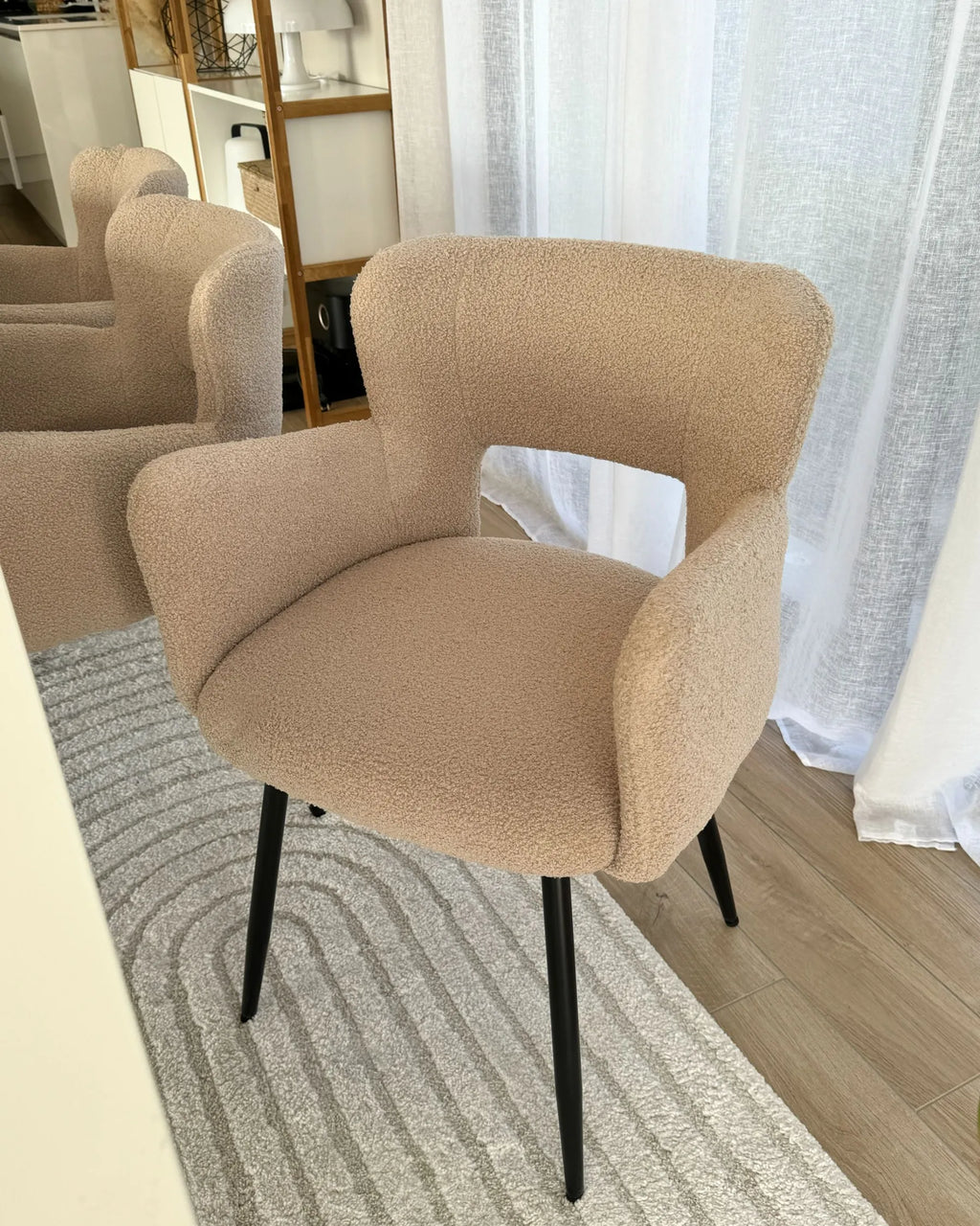 Set of 2 Dining Chairs SANILAC Boucle Beige