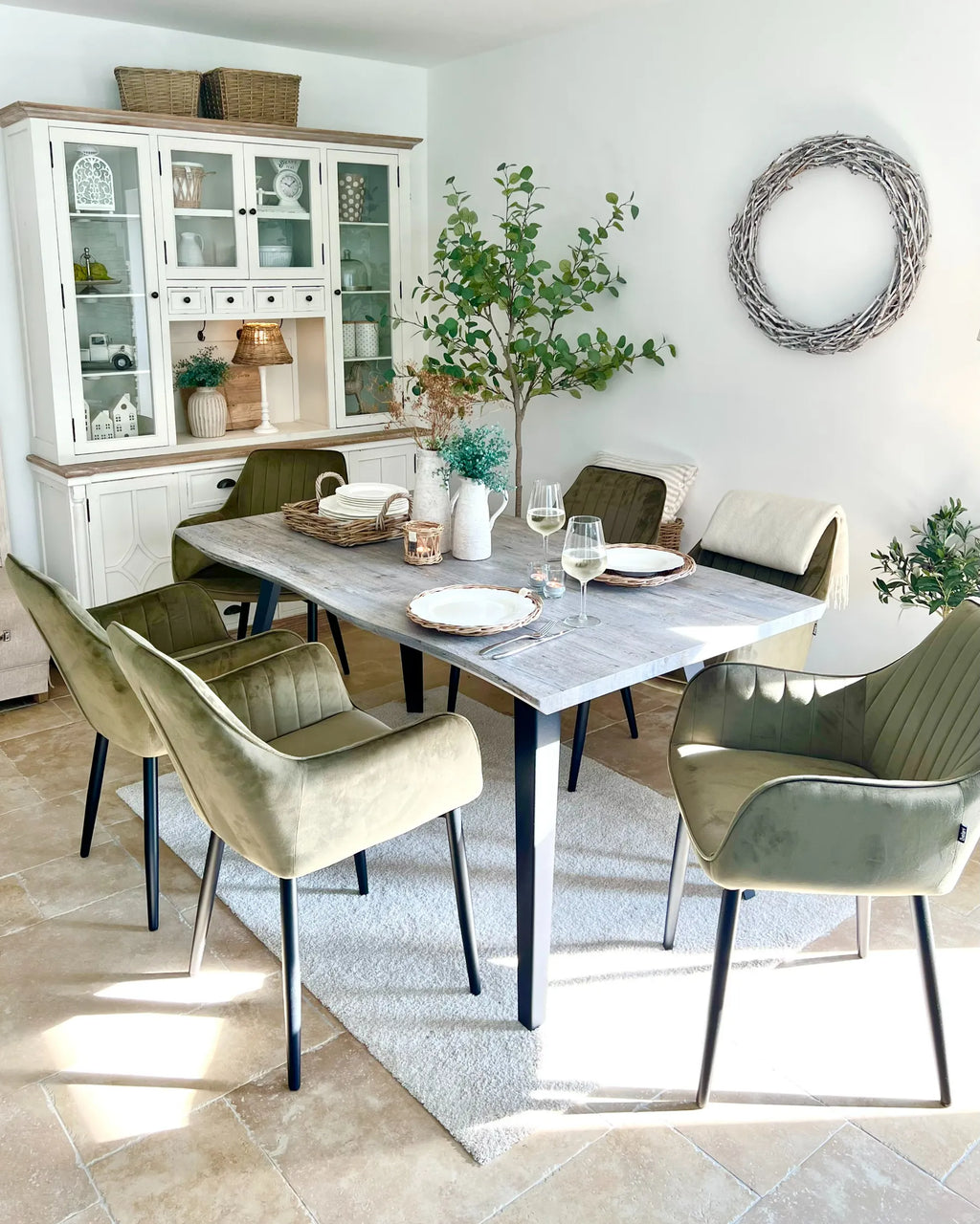 Set of 2 Dining Chairs WELLSTON Velvet Olive Green