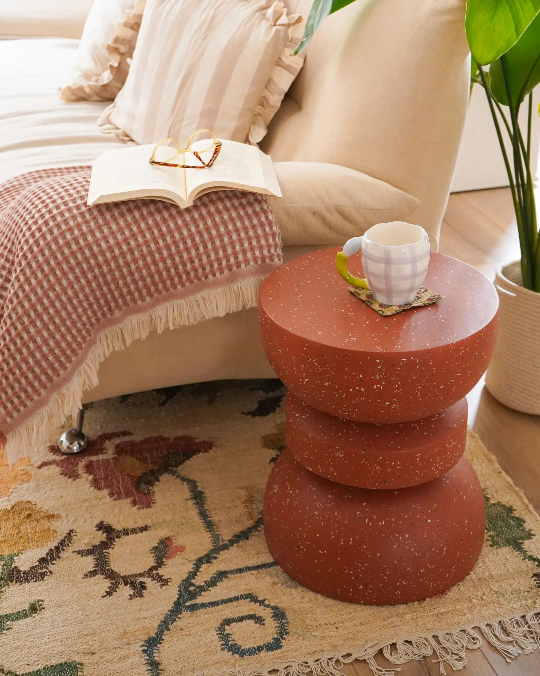 Side Table FALIRO 37 cm 37 cm Red Terrazzo