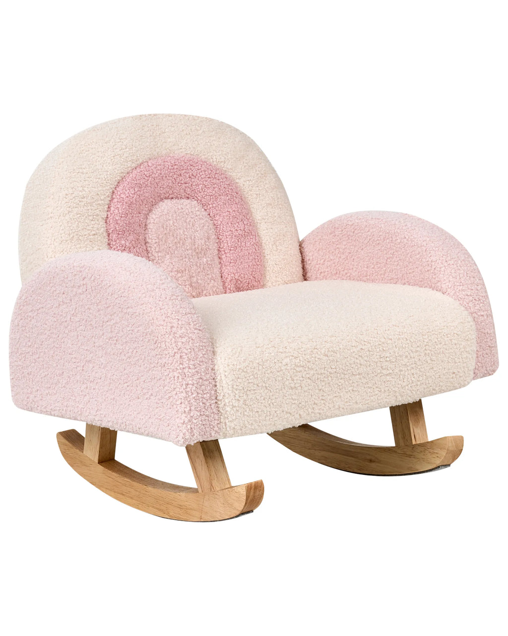 Kids Rocking Chair Rainbow OMBO Boucle Pastel Pink