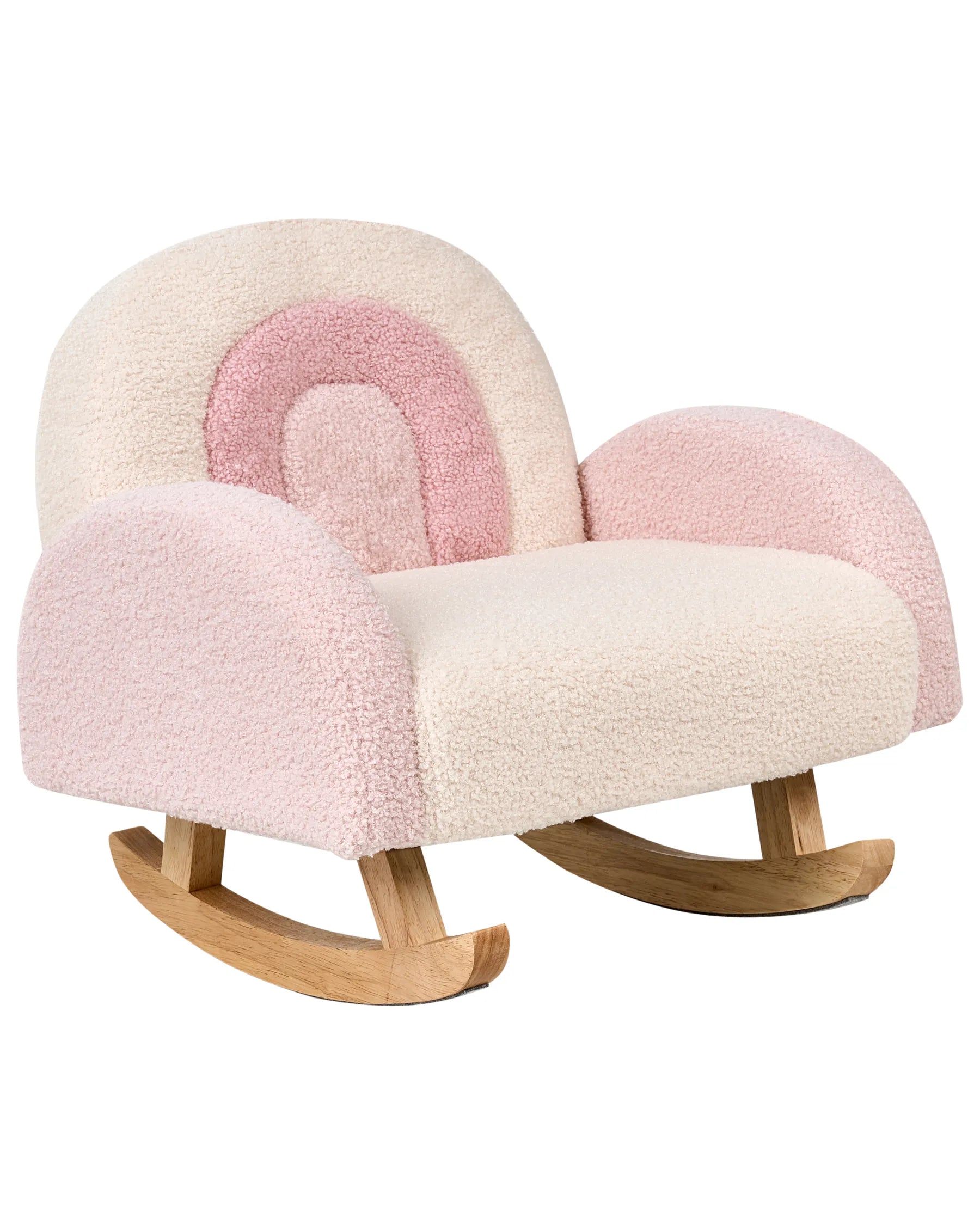 Kids Rocking Chair Rainbow OMBO Boucle Pastel Pink