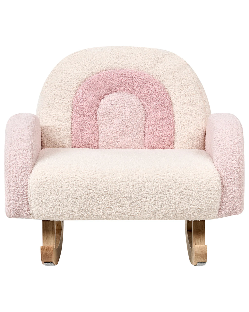 Kids Rocking Chair Rainbow OMBO Boucle Pastel Pink
