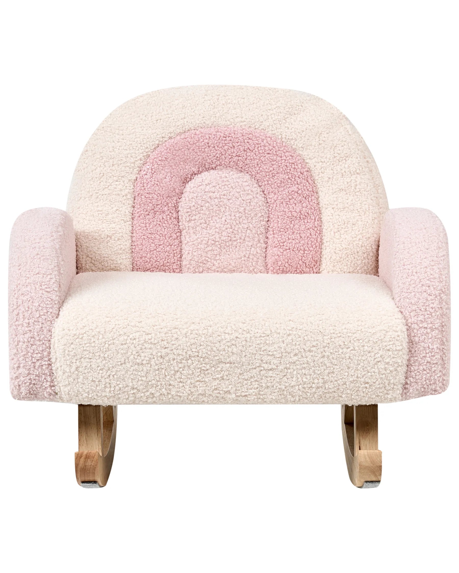 Kids Rocking Chair Rainbow OMBO Boucle Pastel Pink
