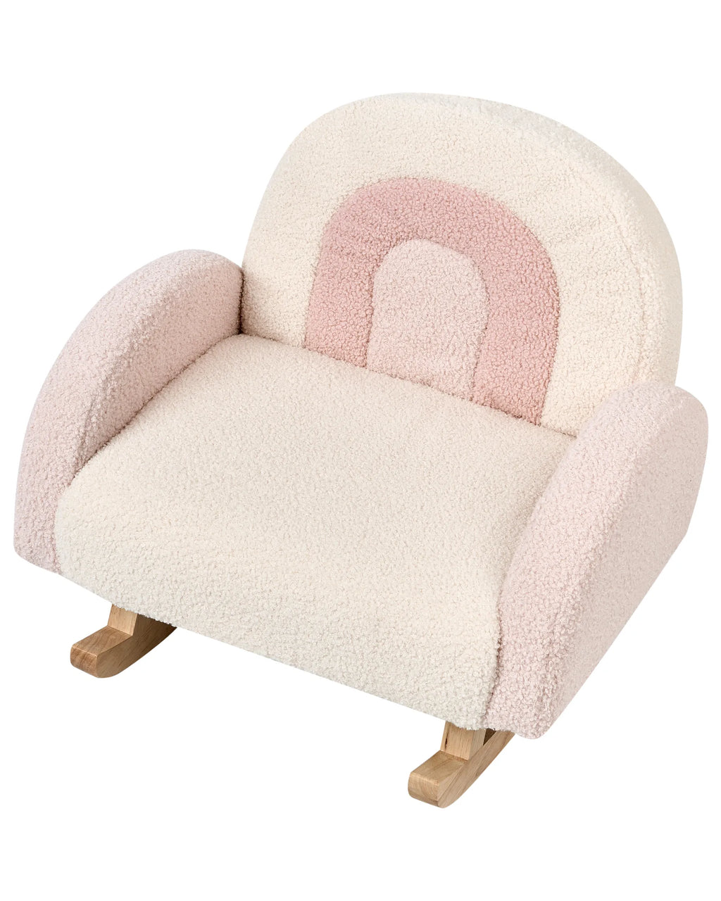 Kids Rocking Chair Rainbow OMBO Boucle Pastel Pink