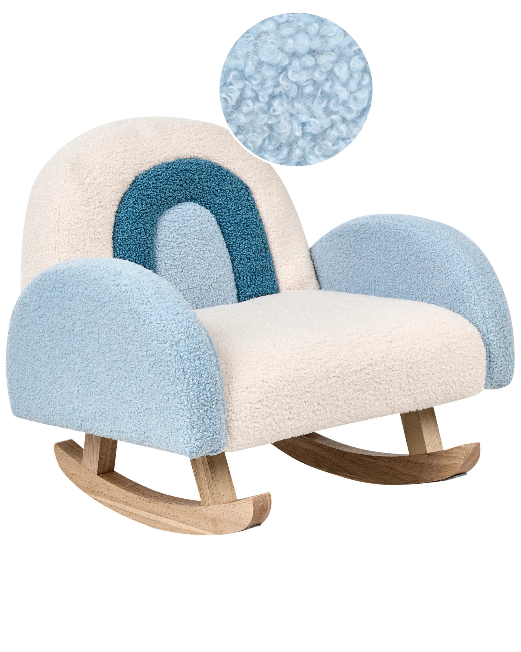 Kids Rocking Chair Rainbow OMBO Boucle Light Blue