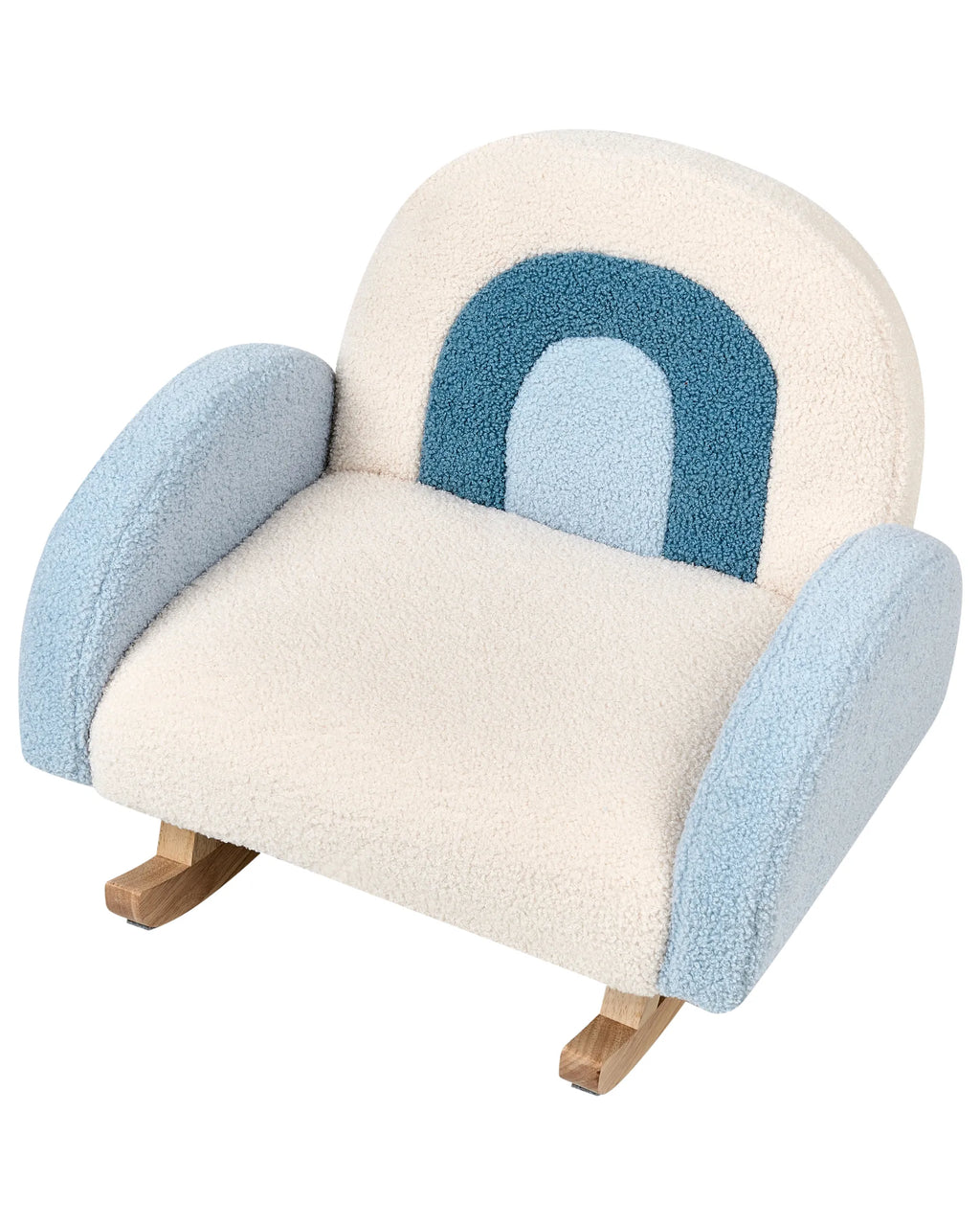 Kids Rocking Chair Rainbow OMBO Boucle Light Blue