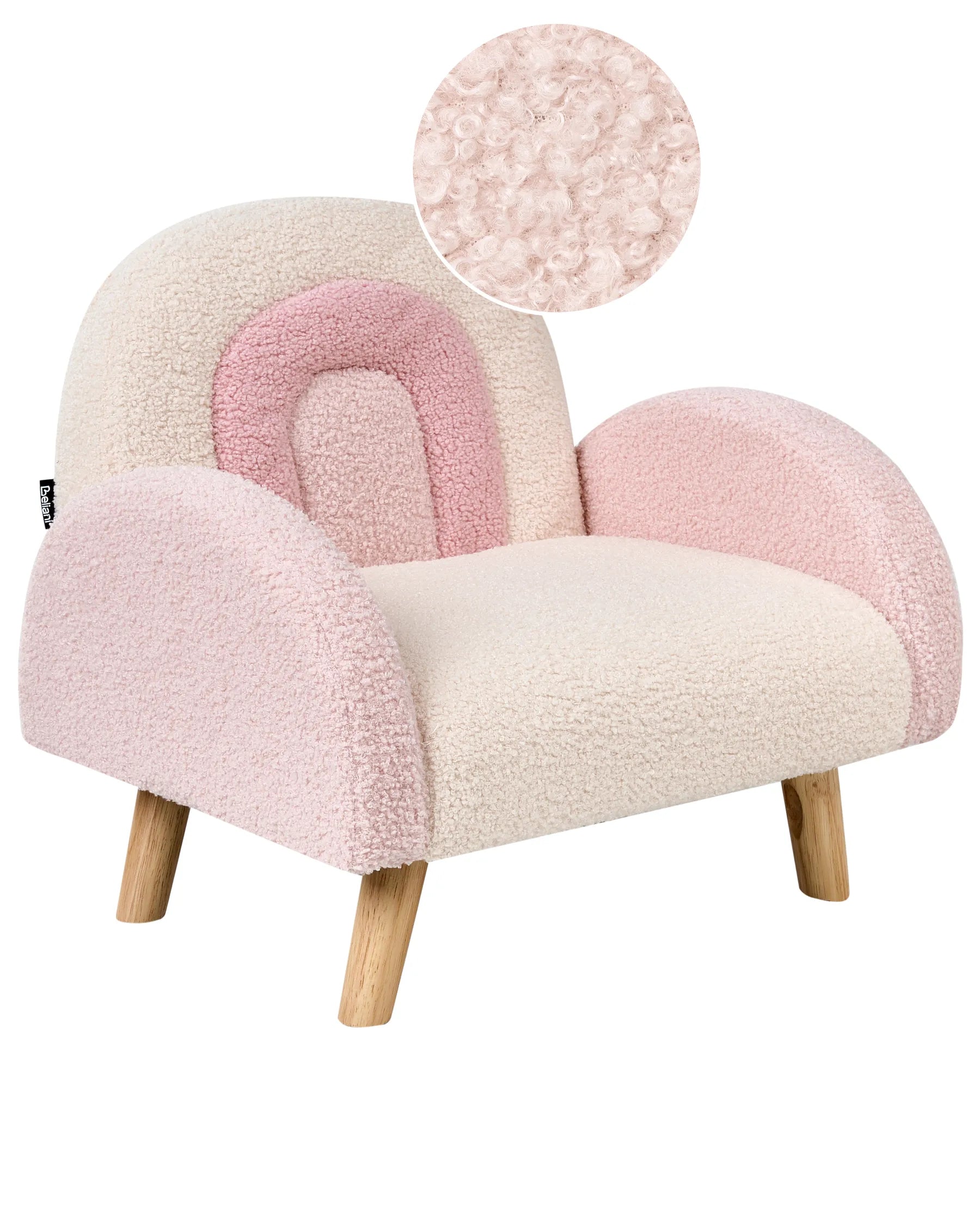Kids Armchair Rainbow OMBO Boucle Pastel Pink