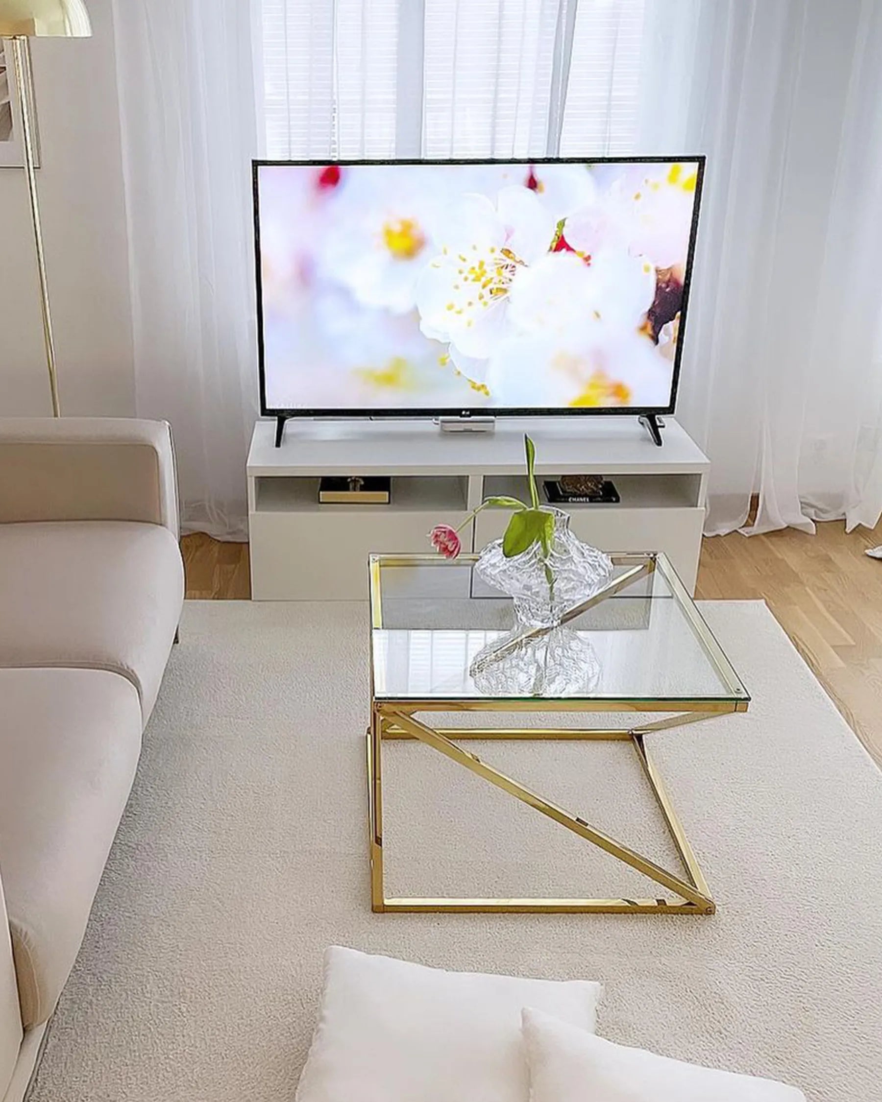 Side Table BEVERLY Glass Gold