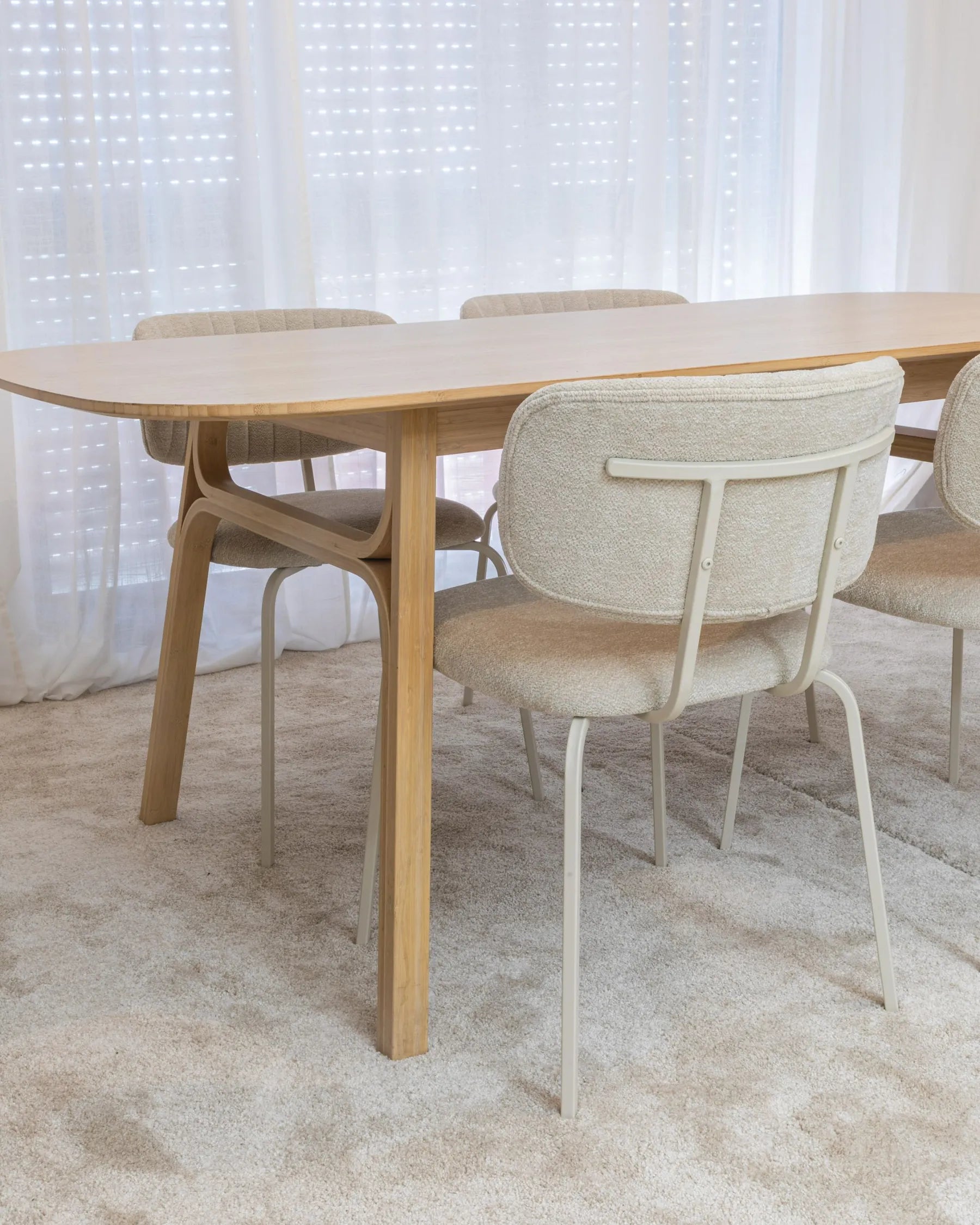 Set of 2 Dining Chairs IRINS Chenille Light Beige