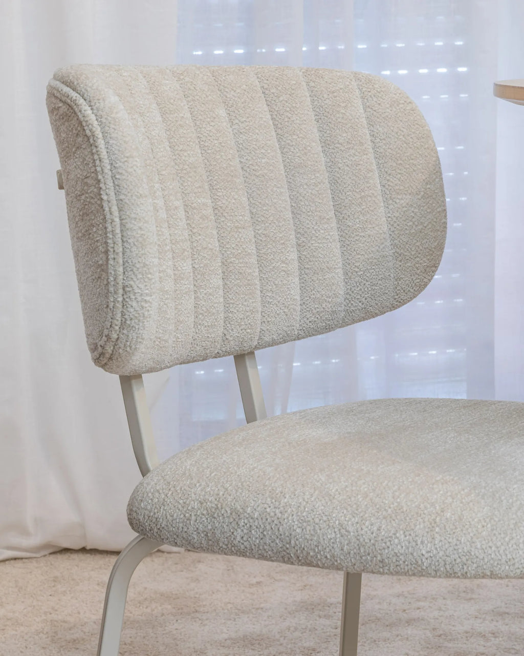 Set of 2 Dining Chairs IRINS Chenille Light Beige
