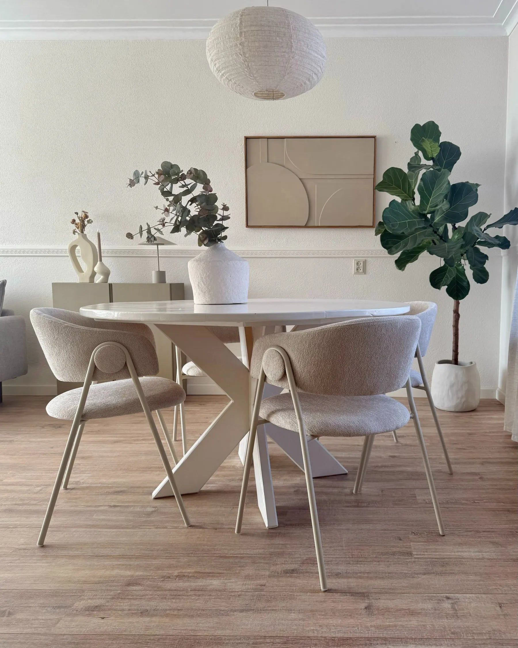 Set of 2 Dining Chairs ALANSON Chenille Light Beige