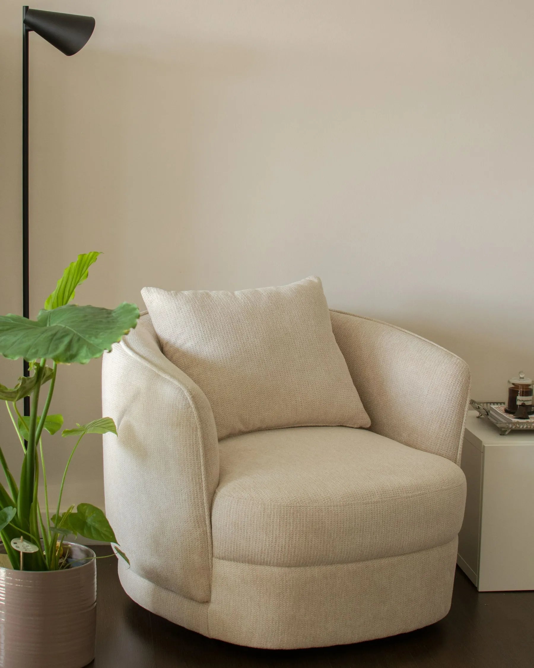 Swivel Armchair ANDALEN Fabric Light Beige