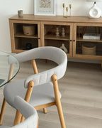 Set of 2 Dining Chairs MYLO Fabric Light Brown/ Grey