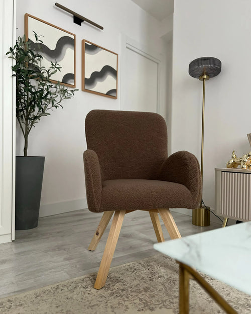 Armchair BJARN Boucle Brown