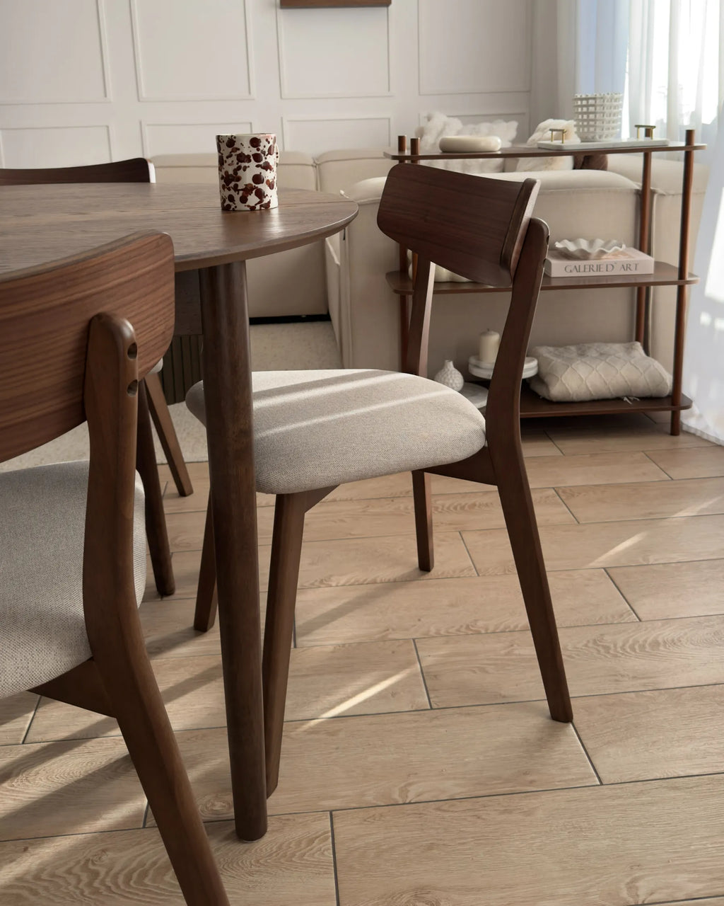 Set of 2 Dining Chairs HOPE Wood Brown/ Beige