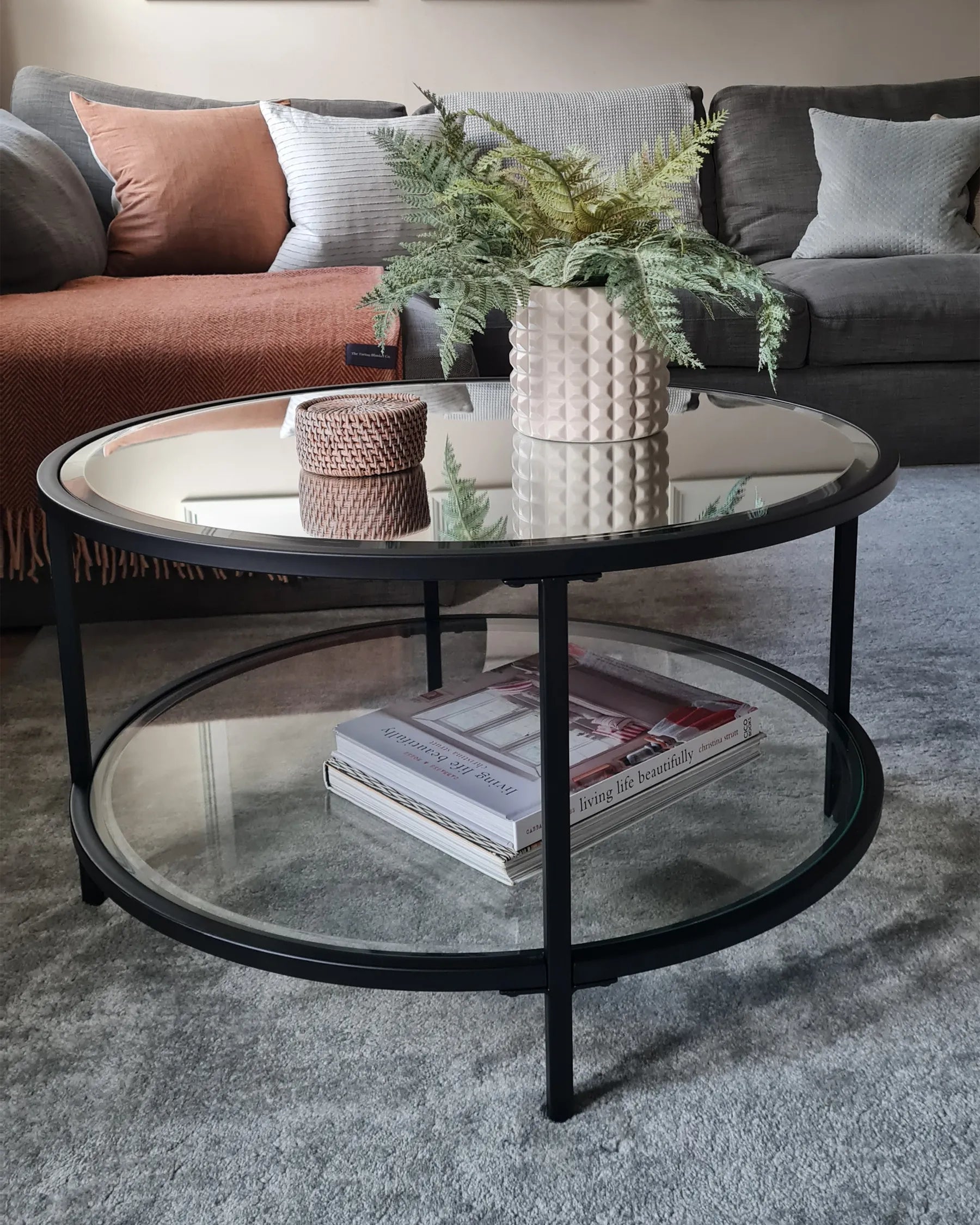Coffee Table BIRNEY Tempered Glass Black